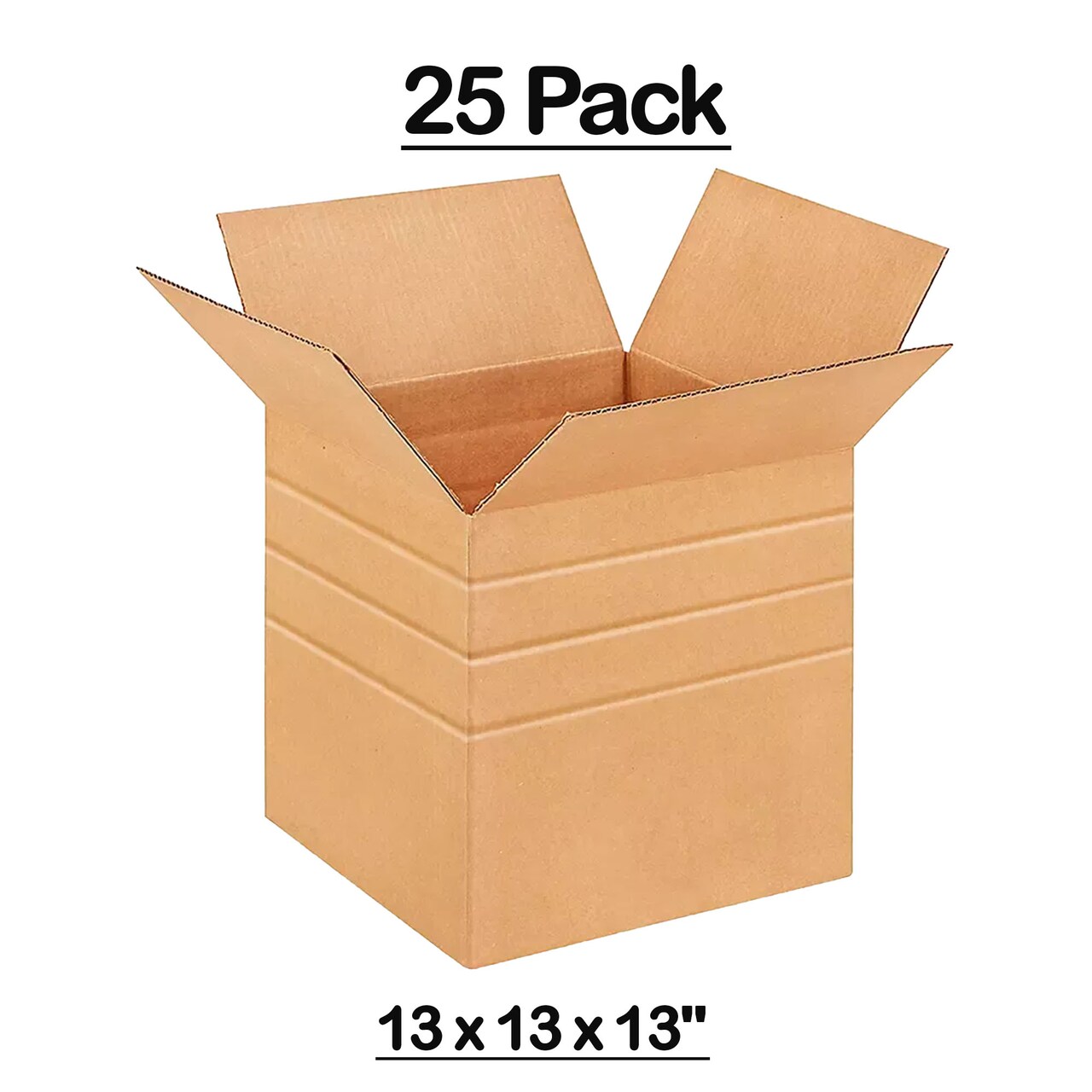 25 Pack Multi Depth Corrugated Shipping Boxes Strong Cardboard Cartons for Storage 13 x 13 x 13